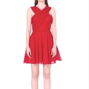 THE KOOPLES Red Hot Chiffon Cross Over Cocktail Dress NWOT